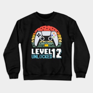 Level 12 Unlocked Vintage Retro Gaming Crewneck Sweatshirt